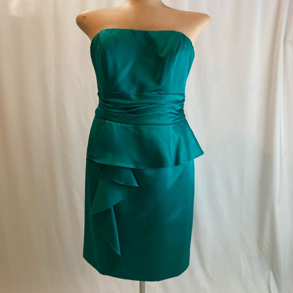 Strapless Peplum Cocktail Dress in Teal